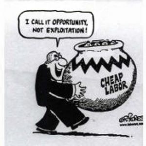Stock holders are not likely to see their continual attempts to keep wages and benefits down as a matter of exploitation. That they would deliberately work to keep unemployment rates high just to create an employers market should really not be so hard to understand.