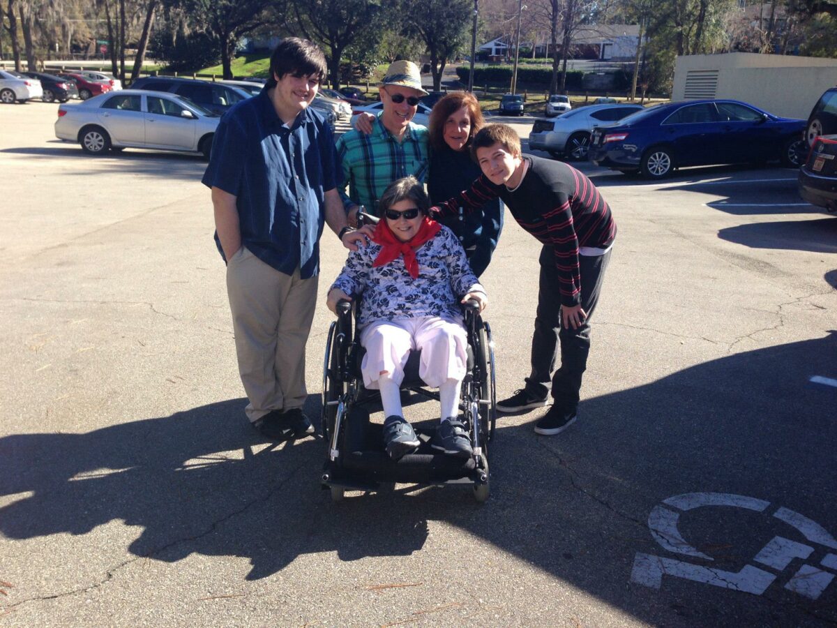 George, James, Lisa, Jonathan visiting James's sister Corinne at her nursing home